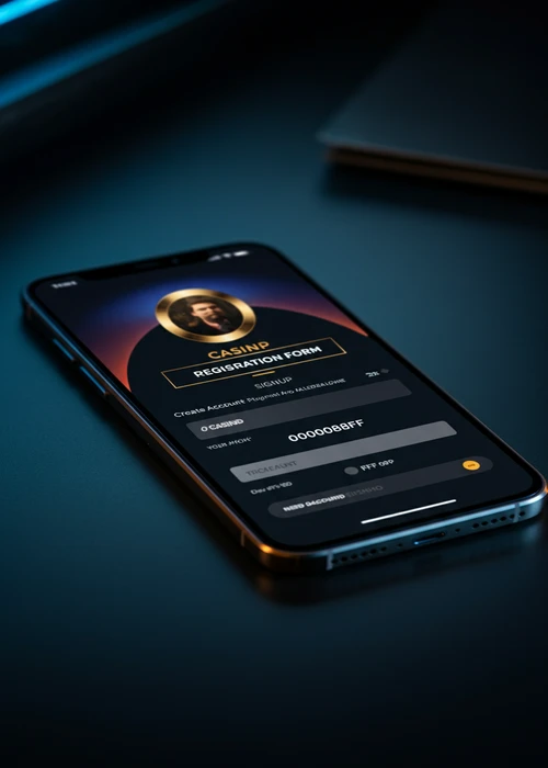 Anmeldeformular von Revolution Casino auf dem Desktop, das einen schnellen Einstieg und die Auswahl des Bonuspakets illustriert.